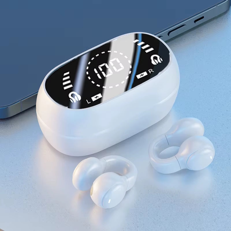 Wireless Headphones Bluetooth Headset with Mic Handsfree Noise Canceling Earphones Clip Ear Music Sports Gaming Earplug