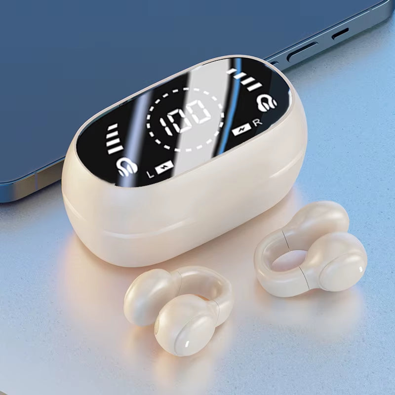 Wireless Headphones Bluetooth Headset with Mic Handsfree Noise Canceling Earphones Clip Ear Music Sports Gaming Earplug