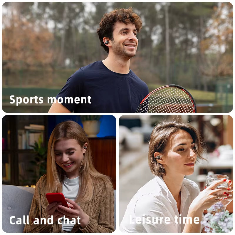 Wireless Headphones Bluetooth Headset with Mic Handsfree Noise Canceling Earphones Clip Ear Music Sports Gaming Earplug